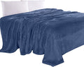 Elegant Comfort Luxury Velvety Feel Blanket, All-Season Lightweight Blanket, Ultra Plush, Soft, Cozy-Fuzzy Flannel Fleece for Couch, Sofa, Bed, Travel, Solid Design, Full/Queen, Navy Blue