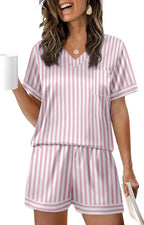 WIHOLL Silk Pajamas for Women Short Sleeve Sleepwear Soft Lounge Sets 2 Piece Satin Pjs