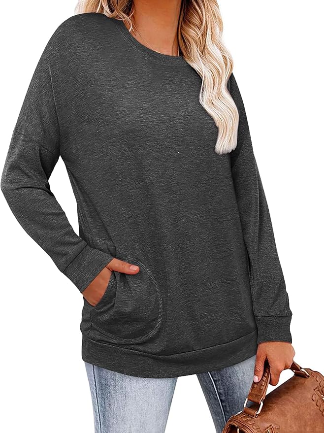 Magritta Women's Long Sleeve Leopard Color Block Tunic Comfy Crewneck T Shirt Tops Black XL