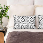 Silk Like Pillowcase for Hair and Skin Black Paw Prints and Bones 1 Pack Satin Pillowcase with Hidden Zipper Soft Breathable Smooth Cooling Pillow Cover King Size for Bedroom Sofa 20”x36”