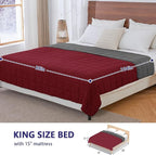 yescool Weighted Blanket for Adults (30 lbs, 88” x 104”, Red Grey) Cooling Heavy Blanket for Sleeping Perfect for 290-310 lbs, King Size Breathable Blanket with Premium Glass Bead