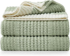 Amélie Home Premium Chenille Throw Blanket, Soft Cozy Luxury Two-Tone Knit Blanket for Couch, Sofa, Chair, Home Decor, Sage Green & Ivory 50"x60"