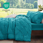 BEDELITE Teal Twin Comforter Set - 2 Peices Boho Pintuck Bedding Comforter Sets, Lightweight Soft & Warm Twin Bedding Sets with 1 Pillowcase for All Season