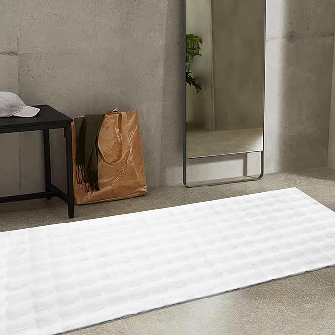 ABREEZE Thick Rabbit Plush Runner Rug 2.6'X 6',Solid White Faux Rabbit Bedroom Rug Super Soft Faux Fur Non-Slip Sofa Cover for Bedroom Carpet, Floor pad, Window Bench mat