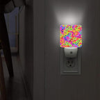 Floral Night Lights Plug Into Wall, Modern Playful Swirls Colorful Patterns Summer Neon Peach Plug in Wall Night Light with Auto Sensor for Bathroom Hallway Stairs Decor 1pcs