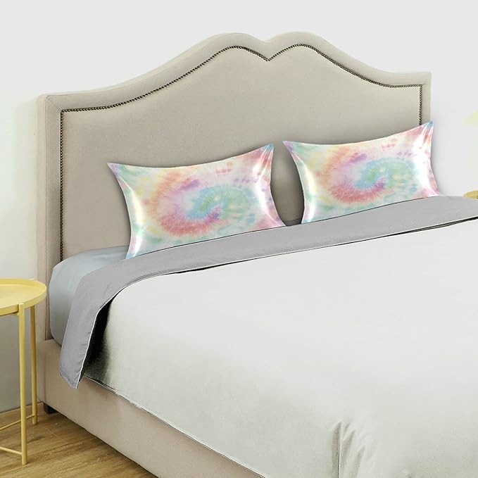 Satin Pillowcase for Hair and Skin, Tie Dye Silk Pillowcase Soft and Cozy Body Pillow Covers, Standard Size Satin Pillow Cases with Envelope Closure(20x26 Inch), 1PC