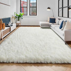 Amdrebio Ivory Rugs for Living Room Bedroom, 6x9 Soft Fluffy Area Rug for Kids Nursery, Furry Fuzzy Plush Shaggy Cream White Carpet for Classroom Playroom Home Decor, Cute Modern Thick Neutral Rug