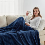 Nestl Blue Throw Blanket for Couch - Cozy Warm Fuzzy Blankets for Women, Plush Small Fleece Throws for Girls - Navy Blue, 50 x 60 Inches