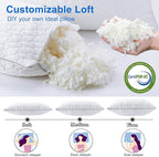 Cooling Pillows Standard Size Set of 4, Shredded Memory Foam Pillows, Adjustable Firm Bed Pillows Cool Cold Pillow for Hot Side Back Stomach Sleepers with Removable Washable Cover, 20" x 26", White