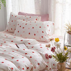 Nayoroom Heart Duvet Cover Full Size Red Pink Hearts Printed on White Coquette Bedding Set for Kids Girls 3 Pcs Soft Breathable Microfiber Comforter Cover with Zipper Closure