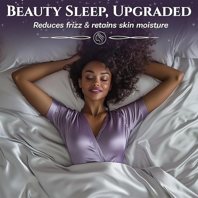 SLEEP SANCTUARY Satin Sheets Twin Size – 3 Piece Luxury Silky Bed Set, Softer Than Silk, 15" Deep Pocket, Cooling & Wrinkle-Free, Moisture-Wicking & Breathable for Hair & Skin (Grey)