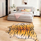 Tiger Print Area Rug, Tiger Rugs 4.6x5.2 Feet Western Rug Non-Slip Animal Print Skin Faux Cashmere Carpet for for Living Room Bedroom Home Decor