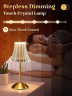 One Fire Gold Lamps Set of 2, 3 Colors Bedside Lamp Set of 2, Dimmable Bedroom Lamps Vintage Lamp,Rechargeable Nightstand Lamp, Table Lamp for Bedroom Living Room Bathroom Hotel Bar