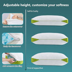 Luxury Hotel Cooling Pillow for Sleeping,Medium Firm Shredded Memory Foam Pillows Standard Size Set of 2,with Zipper Adjustable Supportive