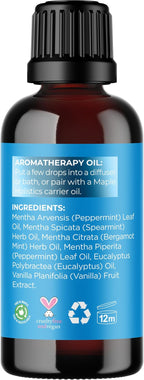 Mint Essential Oil Blend for Diffuser - Refreshing Mint Oil Diffuser Essential Oils with Cooling Peppermint Spearmint Bergamot and Eucalyptus Oils - Pure Aromatherapy Oils for Diffuser