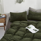 Luxlovery Army Green Velvet Comforter Set California King Dark Green Flannel Bedding Set Solid Bedding Set Thick Soft Breathable Blanket Quilts Winter Comforter Set