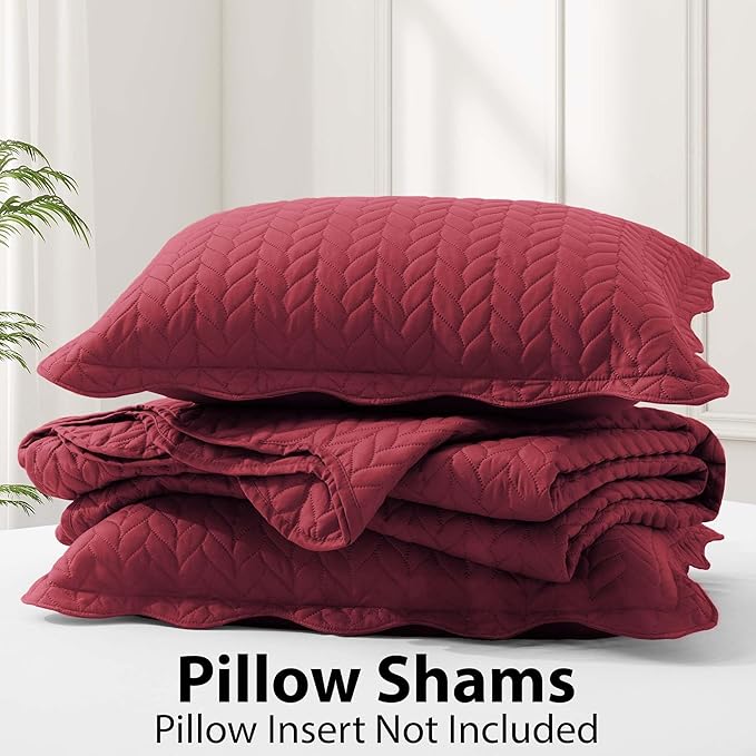 IR Imperial Rooms 8 Pack Quilt King Size Bedding (106" x 96") - Bulk Wholesale for Hotels, Guest Bedroom & Airbnbs - Lightweight Microfiber Reversible Embossed Quilts Bedspread (Burgundy)