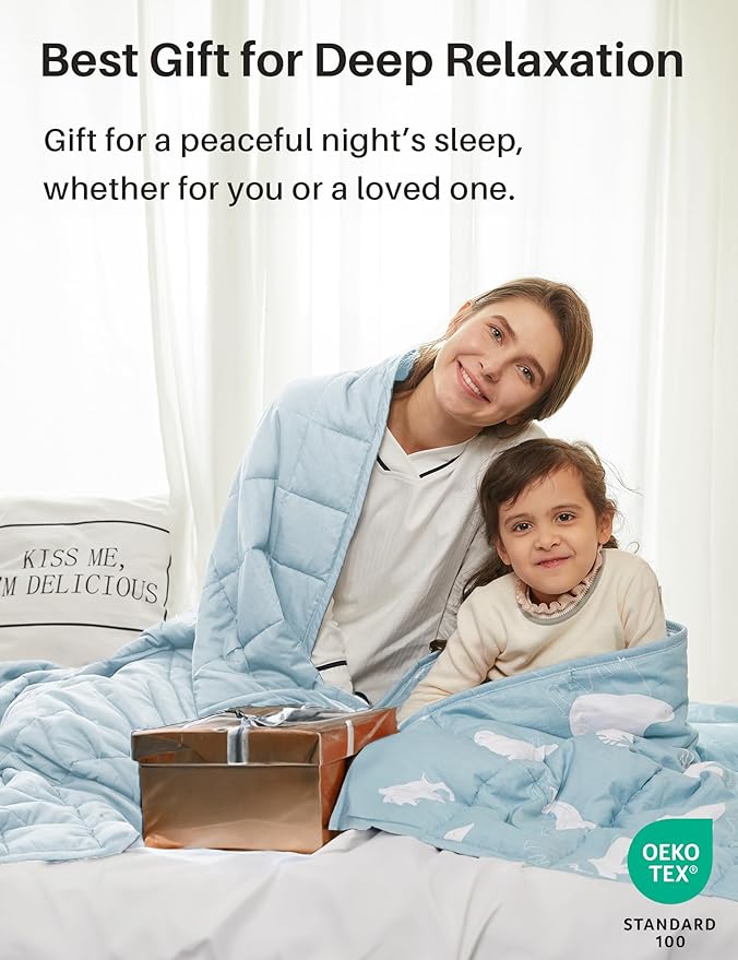 Weighted Idea Weighted Blanket for Adults (Light Blue,60"x80",20lbs) Cooling Breathable Heavy Blanket with Premium Glass Beads All-Season Soft Thick Comfort