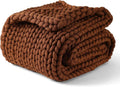 YnM Chunky Throw Blanket, Medium-Weight, Hand Knitted, Skin Friendly, Ventilated and Breathable, Machine Washable, Home Décor Piece for Couch, Sofa and Bed (Brown, 40x50 Inch)