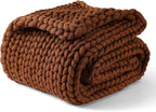 YnM Chunky Throw Blanket, Medium-Weight, Hand Knitted, Skin Friendly, Ventilated and Breathable, Machine Washable, Home Décor Piece for Couch, Sofa and Bed (Brown, 40x50 Inch)