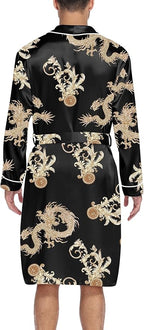 SWOMOG Men's Satin Robe Silky Kimono Bathrobe with Shorts Set Lightweight Soft Loungewear Nightwear