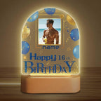 Customized Birthday Gifts Personalized Acrylic LED Night Light Lamp Plaque Custom Photo Name Age Birthday Gifts for Women Men(B-Blue and Gold)