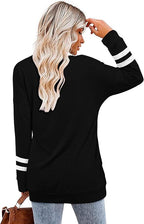 Magritta Women's Long Sleeve Leopard Color Block Tunic Comfy Crewneck T Shirt Tops Black XL