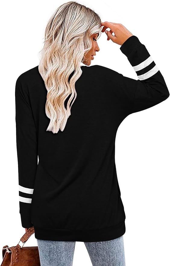 Magritta Women's Long Sleeve Leopard Color Block Tunic Comfy Crewneck T Shirt Tops Black XL