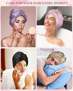Canlierr 5 Set Adjustable Silk Satin Bonnet for Sleeping Women Scrunchie Double Layer Night Cap Sleep Turban Hair Wrap Unisex