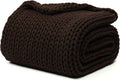 YnM Cotton Weighted Blanket, Handmade Chunky Knitted Design, Soft and Cozy, Temperature Regulating and Breathable, Machine Washable Throw for Sleep or Home Decor (Chocolate Brown, 50x60 Inch, 15lbs)