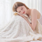 NEWCOSPLAY Super Soft Twin Blanket Off White Love Premium Silky Flannel Fleece 3D Heart Checkered Lightweight Bed Blanket All Season Use (Off White Love, Twin(60"x80"))