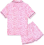 QPANCY Kids Satin Pajamas Sets Baby Boy Girl Button-Down Silk Sleepwear 2 Piece Short Sleeve Loungewear Clothes Set