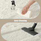 Macgace Fluffy Runner Rug, 2x6 Cream White Washable Hallway Area Rugs for Bedroom Living Room Kitchen Laundry, Long Shag Rug with Non Slip Rubber Backing Fuzzy Entryway Carpet Modern Home Decor