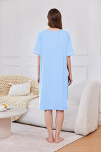 Ekouaer Women Zipper Robe Short Sleeve Duster Housecoat Short Bathrobes Zip Front Nightgown with Pockets S-3XL