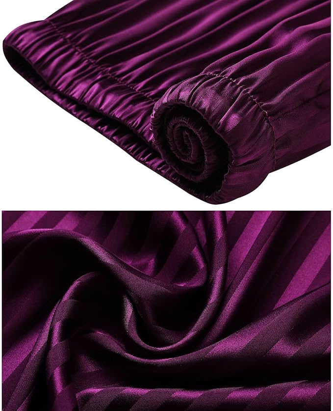SIHA Satin Silk Pajamas for Women Pajama Set With Long Sleeve Button-Down Satin Pajamas Sleepwear XS-3XL