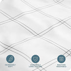 Bare Home Bedding Duvet Cover King Size - Premium 1800 Super Soft Collection - Lightweight, Cooling - Soft Breathable Bedding Duvet Cover (King, Modern Plaid - White/Grey)