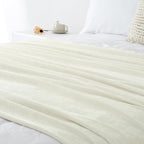Chenille Throw Blanket for Couch 60"X 80" Twin, Soft Cozy Throws with Fringe Tassel for Bed Sofa Chair Cover, Lightweight Knitted Decorative Boho Blankets for Living Room, Ivory White