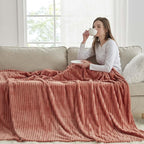 Nestl Rose Throw Blanket for Couch - Cozy Warm Fuzzy Blankets for Women, Set of 2 Small Fleece Throws for Girls - Misty Rose, 50 x 60 Inches