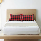 Christmas and New Year Buffalo Plaid Satin Pillowcase for Hair and Skin, Red and Black Buffalo Check Plaid Silk Pillow Case with Envelope Closure, Standard Size 20x26 inches, 1 PC