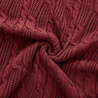 Aormenzy Cable Knit Throw Blankets 60 x 80 Inches, Soft Cozy and Lightweight Knitted Blanket, Machine Washable Acrylic Blanket, Decorative Throw Blanket for Couch Sofa Bed, Dark Red