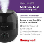 Honeywell Mini Cool Mist humidifier, Easy to Fill and Clean, humidifier for small Bedroom, Kids Rooms, or office. Ultra Quiet Operation and Auto Shut-Off - Black, HUL525B