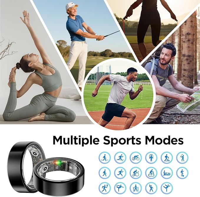BENIO Gen 2 Smart Ring for Women & Men, Heart Rate,Fitness Tracker with Sleep，Step/Sleep/Blood Oxygen/Heart Rate Tracker, 5ATM Waterproof for iOS and Android,No Subscription, Xmas Gifts,Black 11