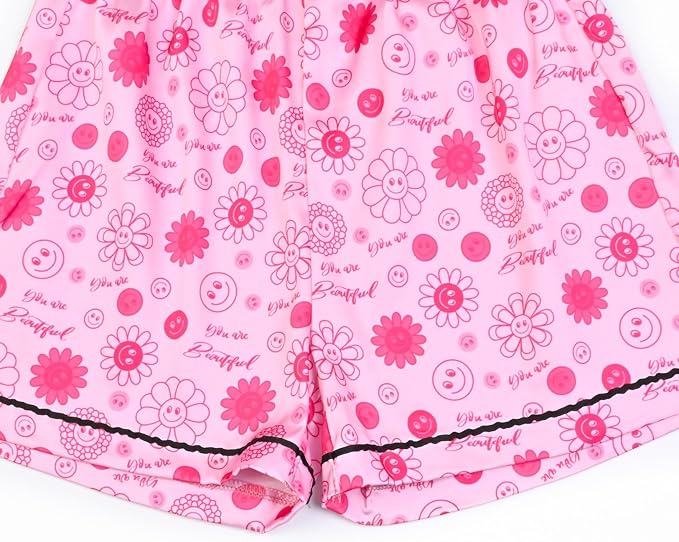 QPANCY Kids Satin Pajamas Sets Baby Boy Girl Button-Down Silk Sleepwear 2 Piece Short Sleeve Loungewear Clothes Set