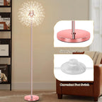 BesLowe 69'' Crystal Floor Lamp for Living Room, Modern Standing Lamp with 738PCS K9 Crystals, Tall Lamp Pole Light for Bedroom Office, Mid Century Floor Lighting with 9 LED Bulbs, Rose Gold