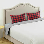Christmas and New Year Buffalo Plaid Satin Pillowcase for Hair and Skin, Red and Black Buffalo Check Plaid Silk Pillow Case with Envelope Closure, King Size 20x40 inches, 1 PC