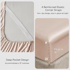 MR&HM Satin Bed Sheets, King Size Sheets Set, 6 Pcs Silky Bedding Set with 15 Inches Deep Pocket for Mattress (King, Champagne)