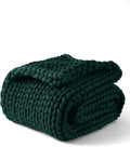 YnM Chunky Throw Blanket, Medium-Weight, Hand Knitted, Skin Friendly, Ventilated and Breathable, Machine Washable, Home Décor Piece for Couch, Sofa and Bed (Pacific Green, 40x50 Inch)