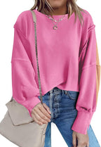 Nirovien Womens Oversized Crewneck Sweatshirt Side Slit Long Sleeve Pullover Slouchy Fit Tops