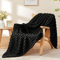BEDELITE Black Throw Blanket Twin Size for Bed- Super Soft and Warm 3D Checkered Fluffy Fuzzy Fleece Blanket, Luxurious Plush Cozy Blanket for Room Decor Fall and Winter, 60x80 inches