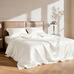 Love's cabin Satin King Sheet Sets - 4 Piece Ivory Silky Sheets King Size Bed Set with Deep Pocket, Luxury Silk Feel King Size Satin Sheet Set (1 Flat Sheet,1 Fitted Sheet,2 Pillow Cases)